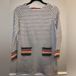 Mini Boden Striped Dress with Rainbow Pockets